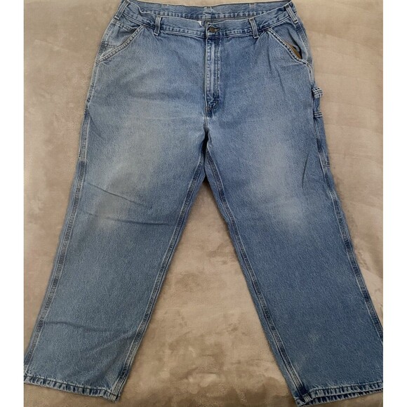 Carhartt Jeans B13 Mens 40 x 28.5 Blue Carpenter Denim Dungaree Work Pants STW - Picture 1 of 9